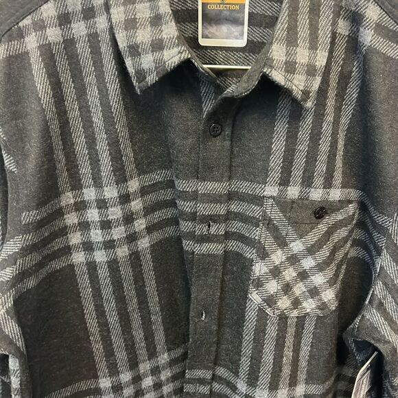 Burnside Men's Black Plaid Flannel Shirt Size L - Picture 2 of 5